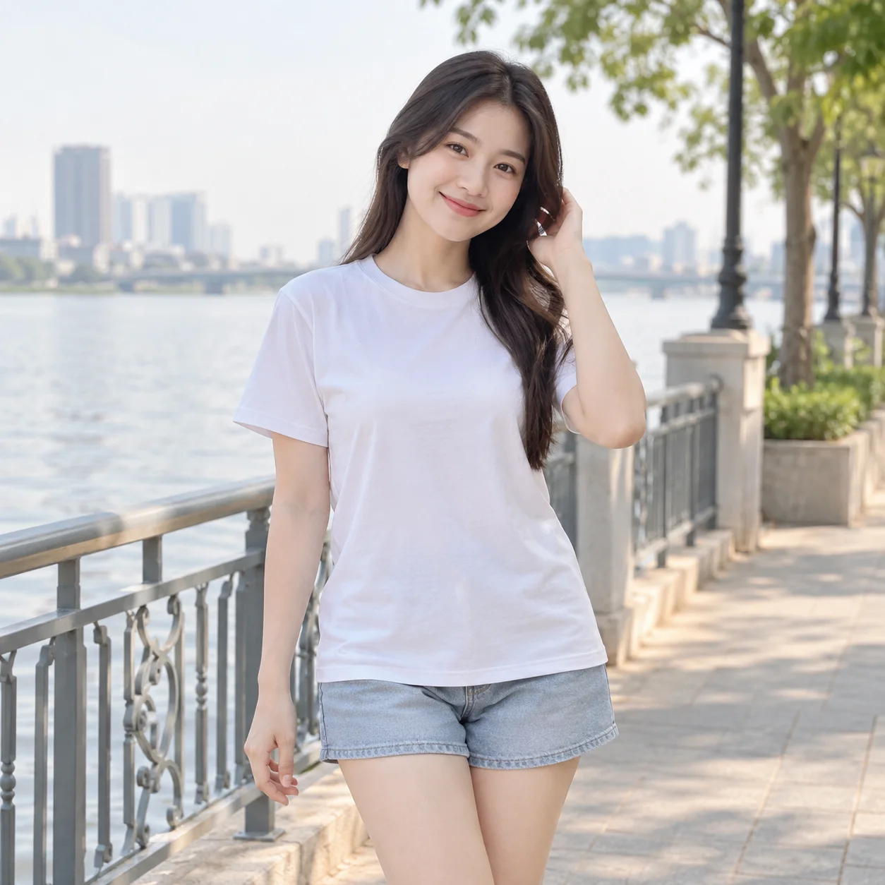 Áo Đồng Phục Gia Đình Màu Trắng, Cổ Tròn Cho Chuyến Đi Chung – Mẫu 1