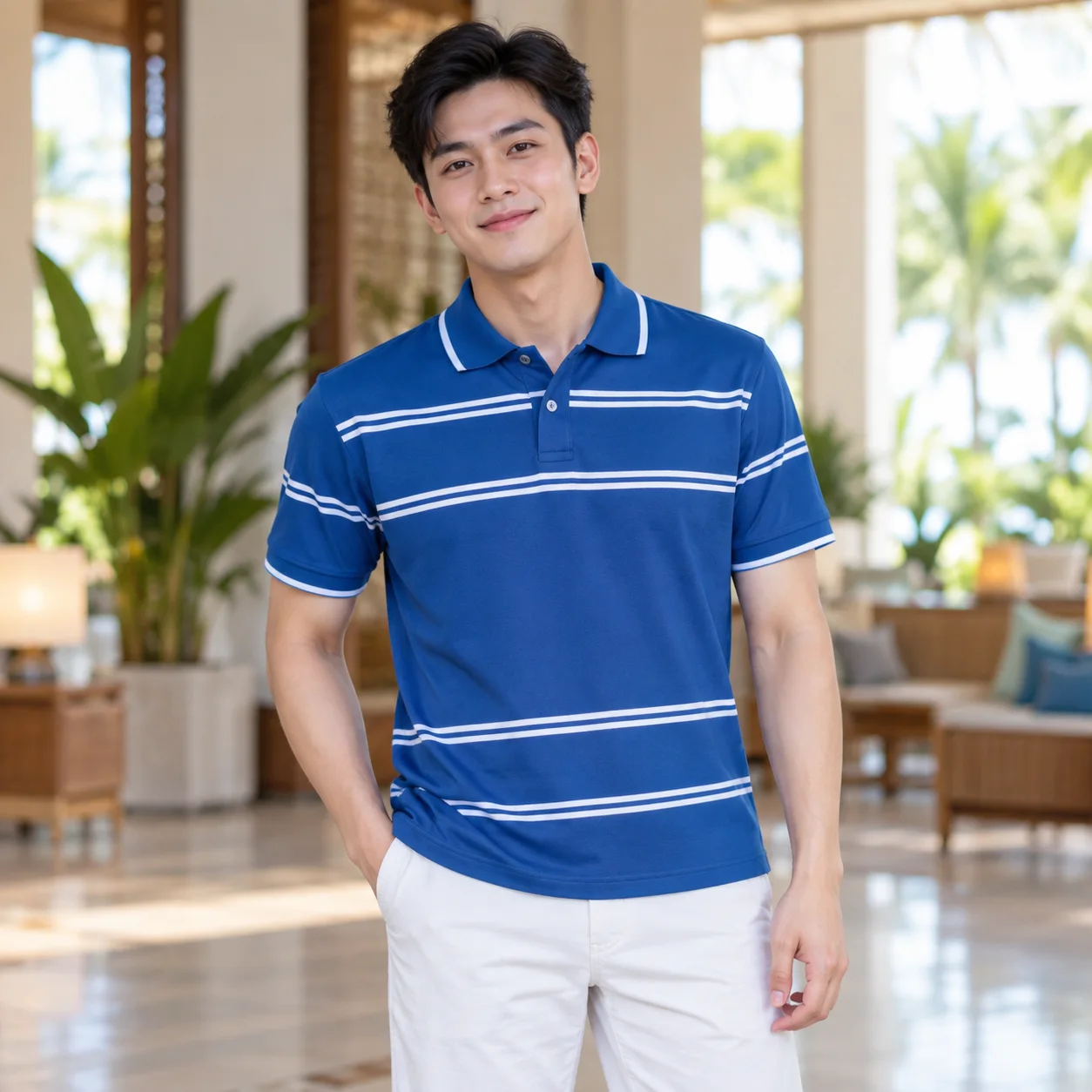 Áo Đồng Phục Gia Đình Màu Xanh Dương, Phối Sọc Cho Chuyến Đi Chung