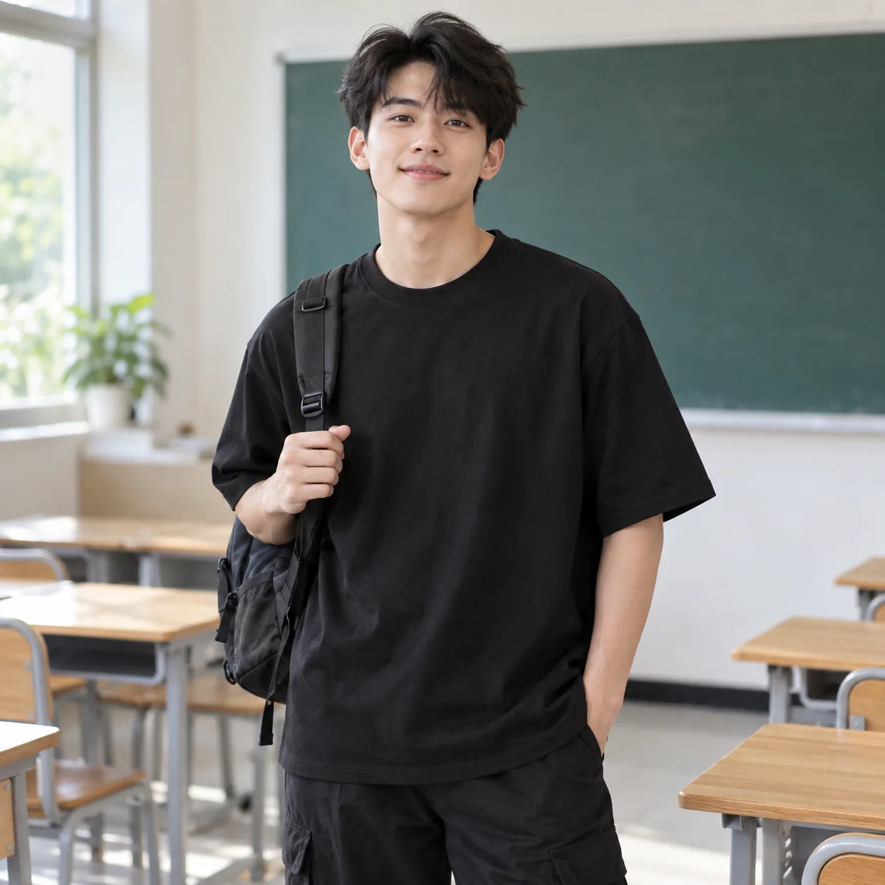 Áo Đồng Phục Lớp Màu Đen, Form Oversize Cho Học Sinh – Mẫu 1