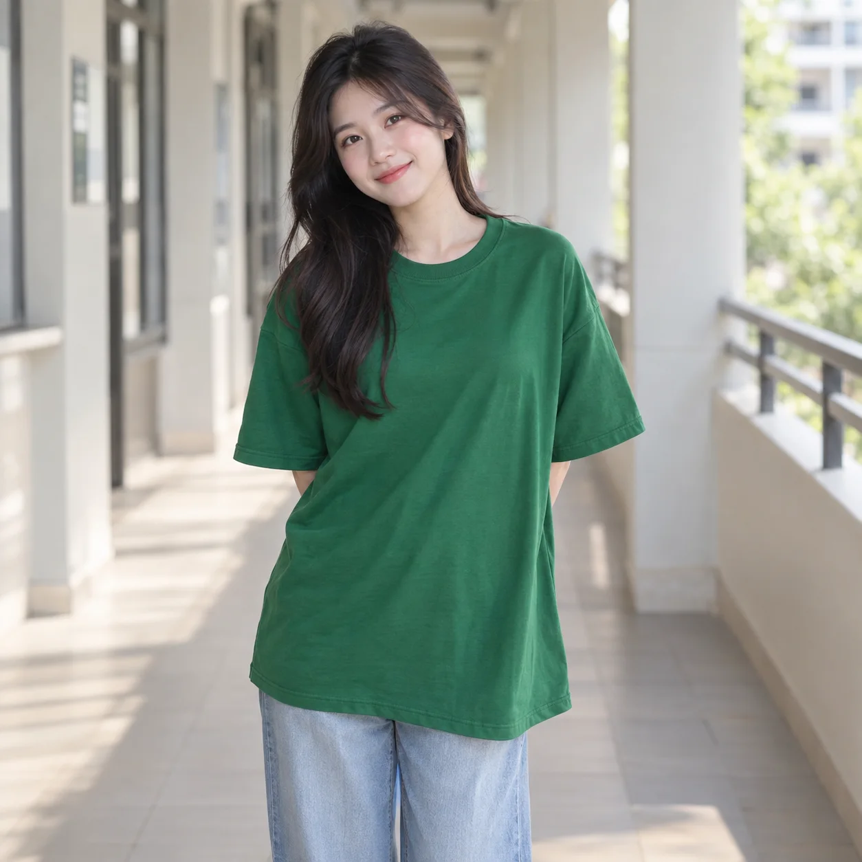 Áo Đồng Phục Lớp Màu Xanh Lá, Form Oversize Cho Học Sinh