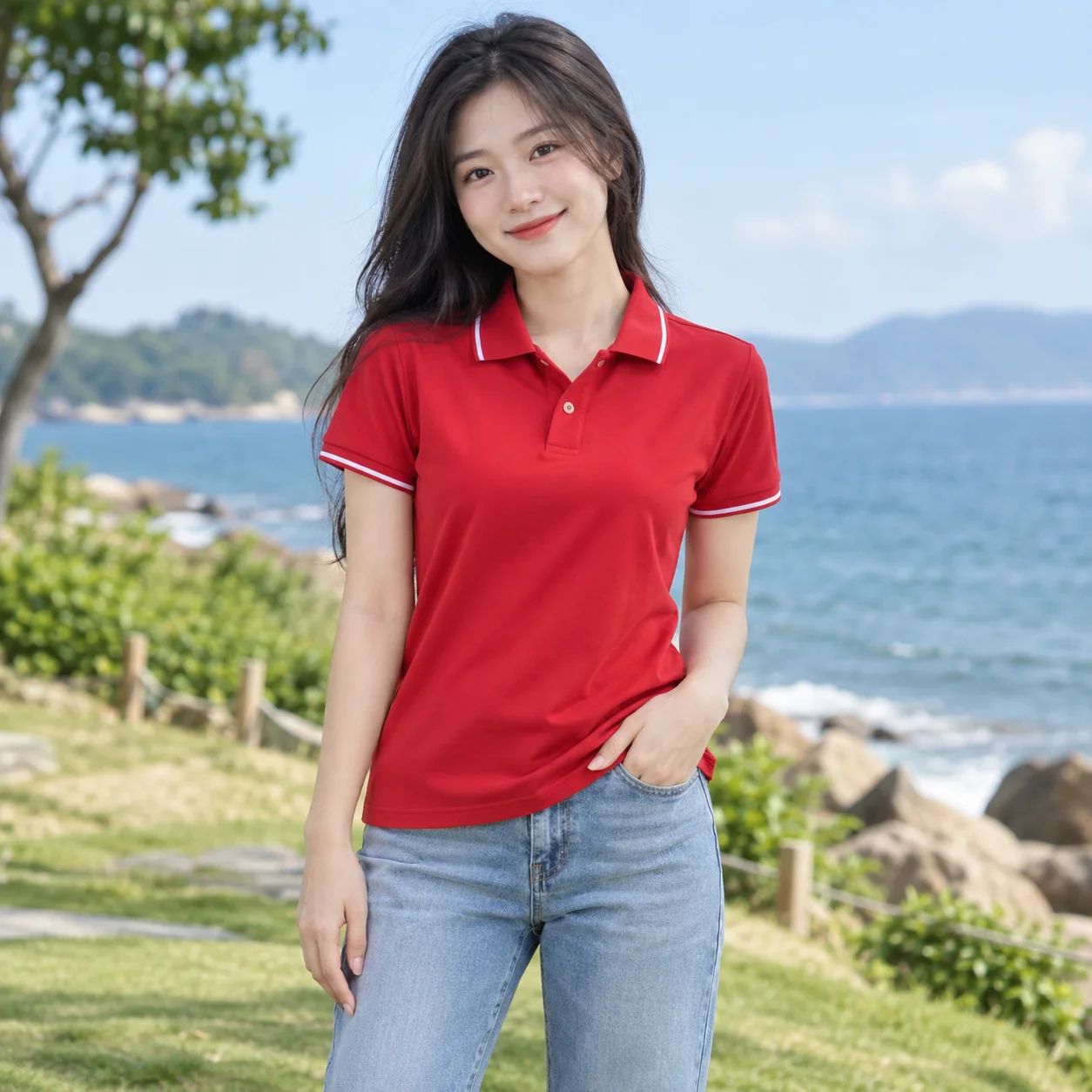 Áo Đồng Phục Nhóm Màu Đỏ Cho Nhóm Tập Thể – Mẫu 2