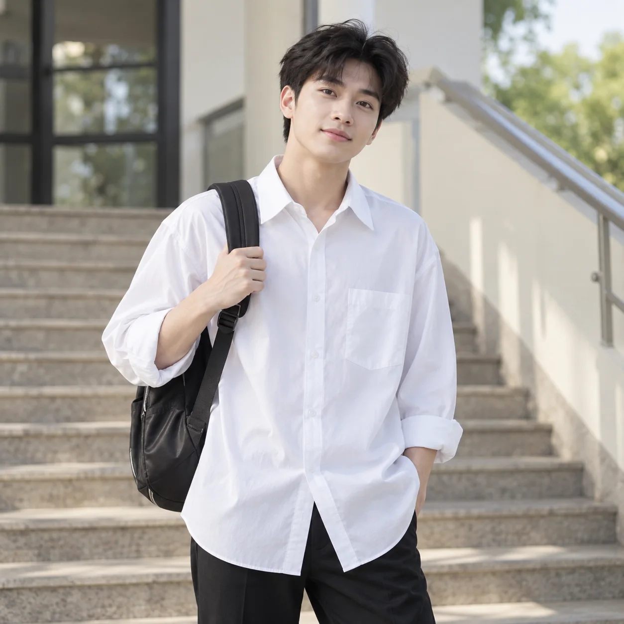 Áo Lớp Sơ Mi Màu Trắng, Form Oversize Cho Học Sinh – Mẫu 1