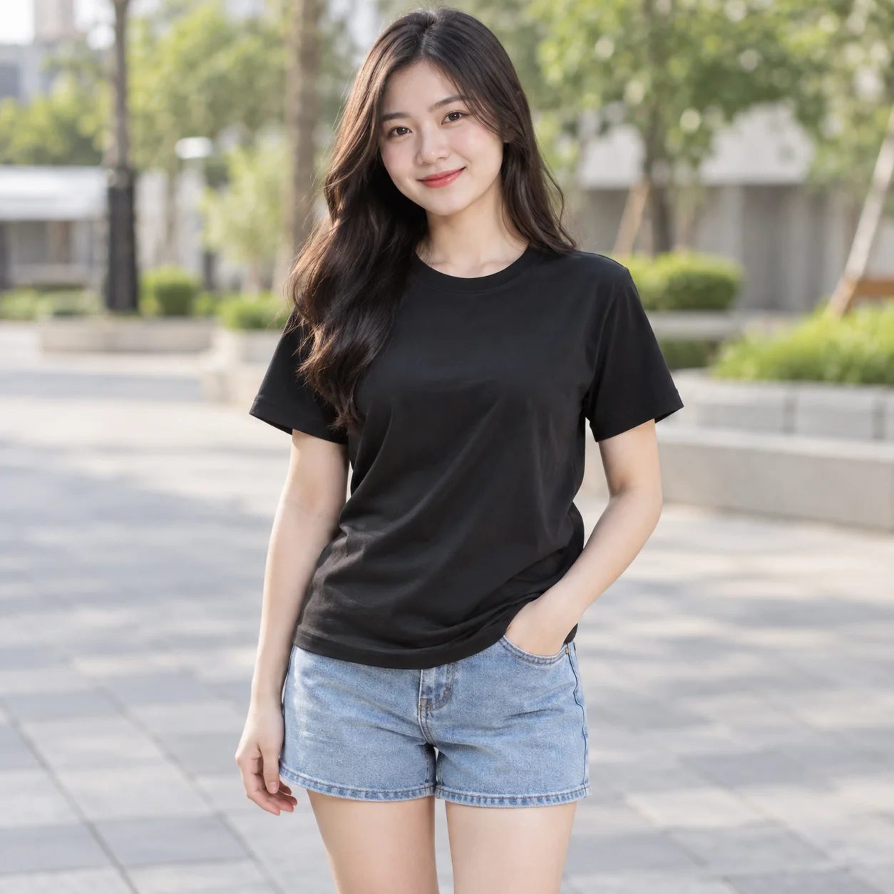 Áo Đồng Phục Gia Đình Màu Đen, Cổ Tròn, Phối Màu Cho Chuyến Đi Chung