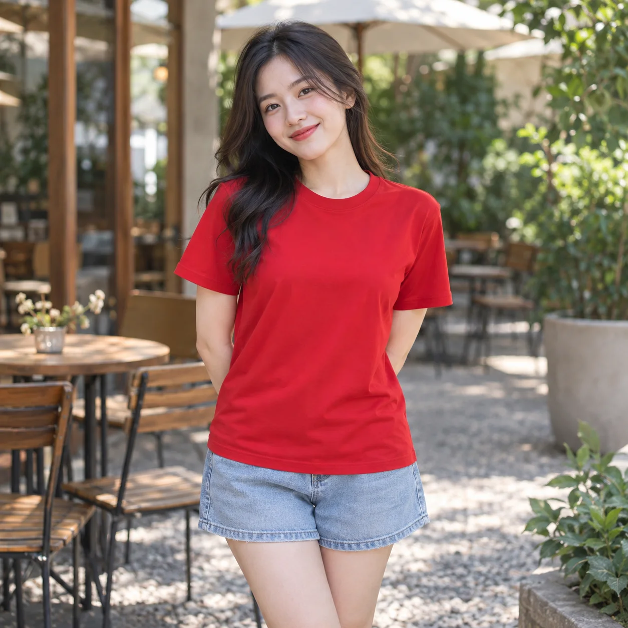 Áo Đồng Phục Gia Đình Màu Đỏ, Cổ Tròn Cho Chuyến Đi Chung