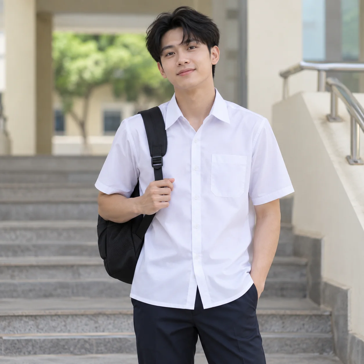 Áo Đồng Phục Học Sinh Màu Trắng Cho Trường Học – Mẫu 3