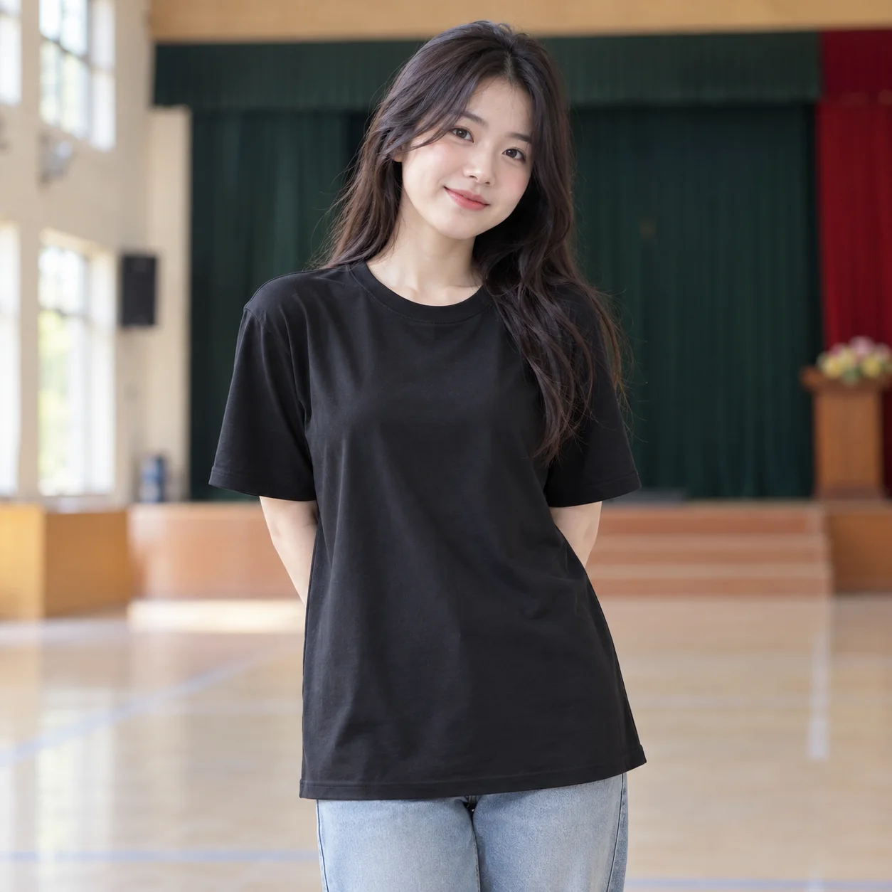 Áo Đồng Phục Lớp Màu Đen, Cổ Tròn Cho Học Sinh