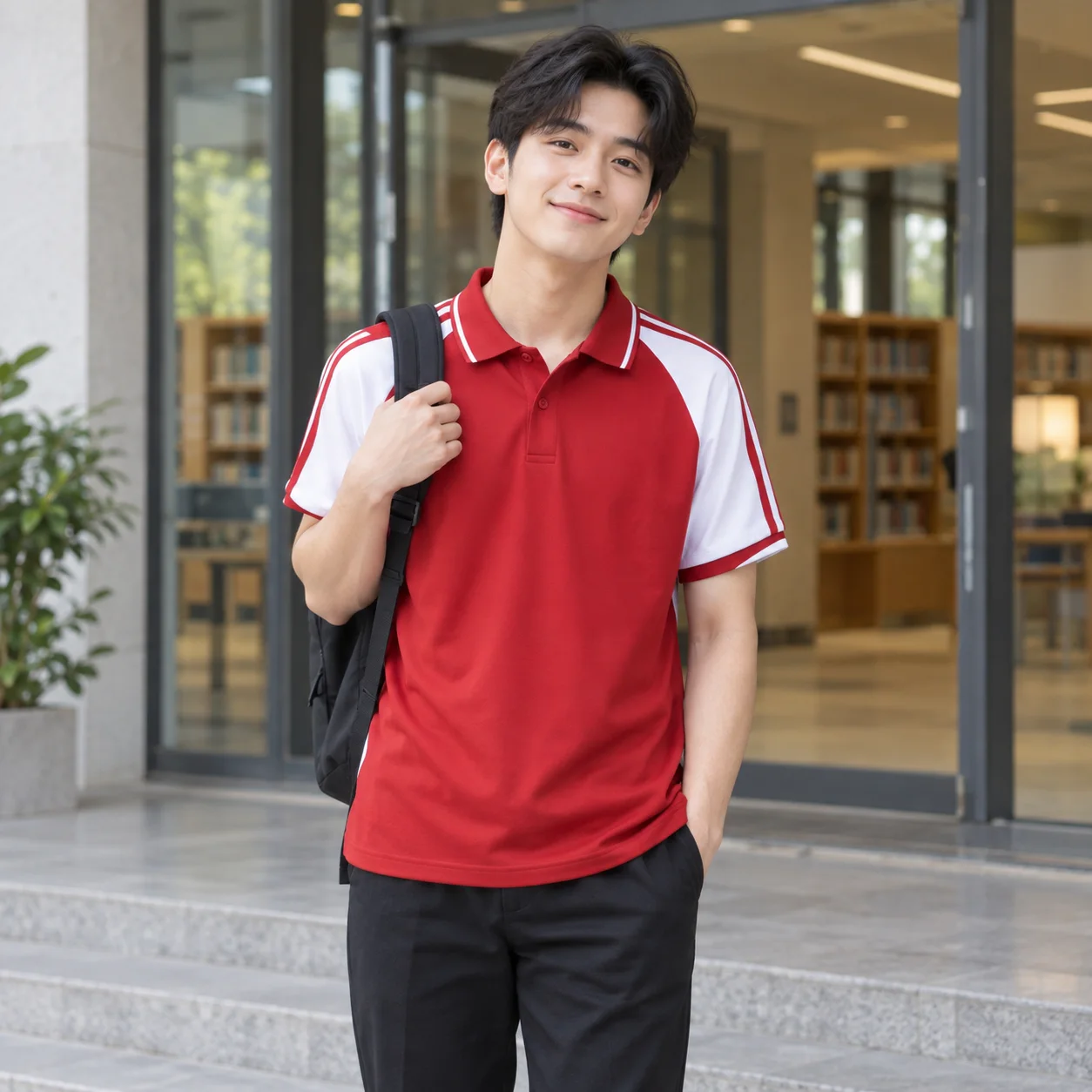 Áo Đồng Phục Lớp Màu Đỏ, Phối Tay Cho Học Sinh – Mẫu 1