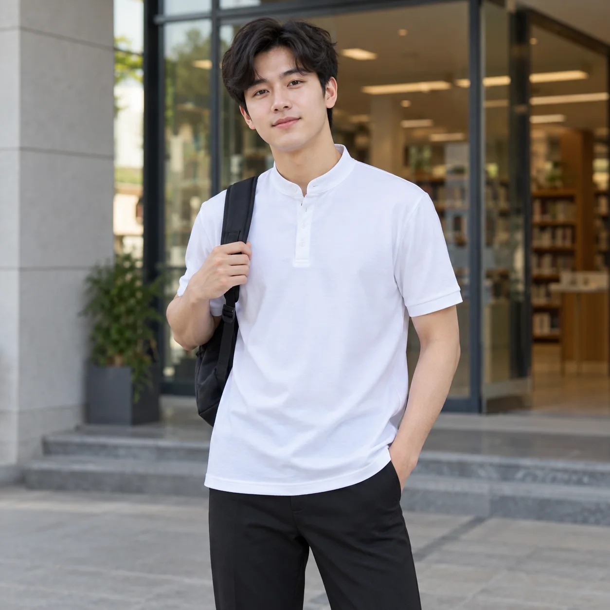 Áo Đồng Phục Lớp Màu Trắng, Cổ Trụ Cho Học Sinh