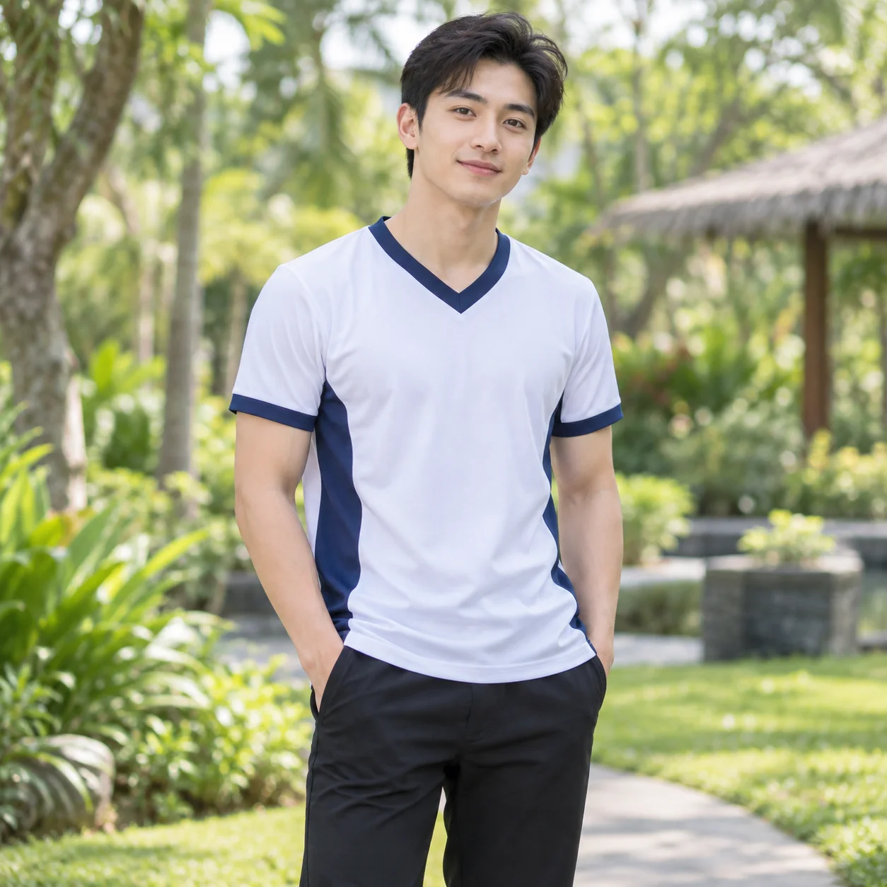 Áo Đồng Phục Nhóm Cổ V Cho Nhóm Tập Thể – Mẫu 2