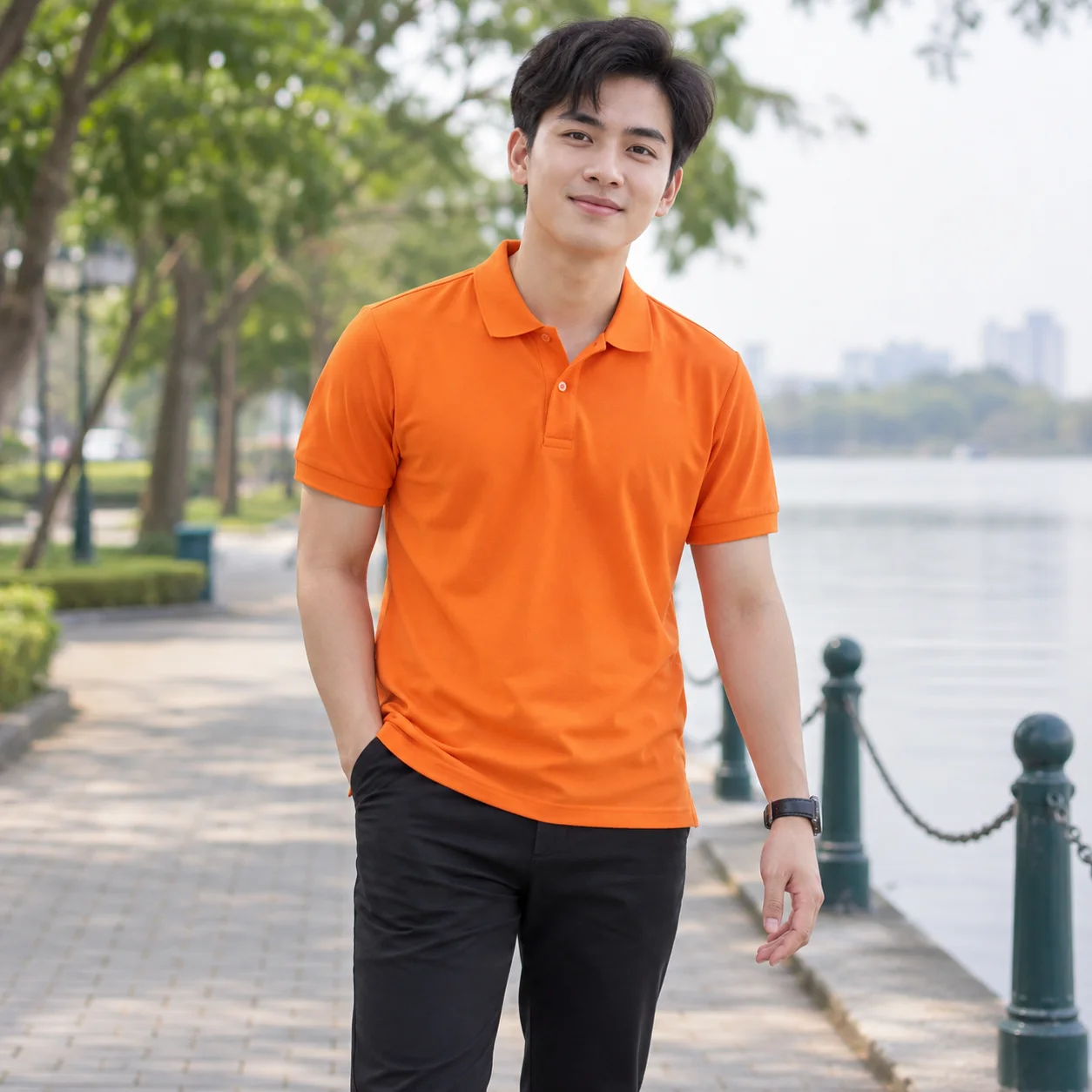 Áo Đồng Phục Nhóm Màu Cam Cho Nhóm Tập Thể
