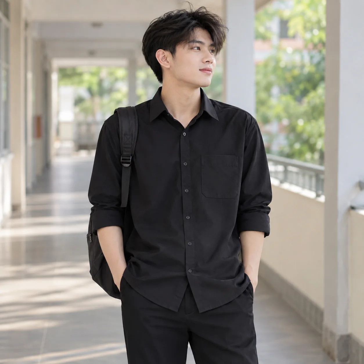 Áo Lớp Sơ Mi Màu Đen Cho Học Sinh – Mẫu 1