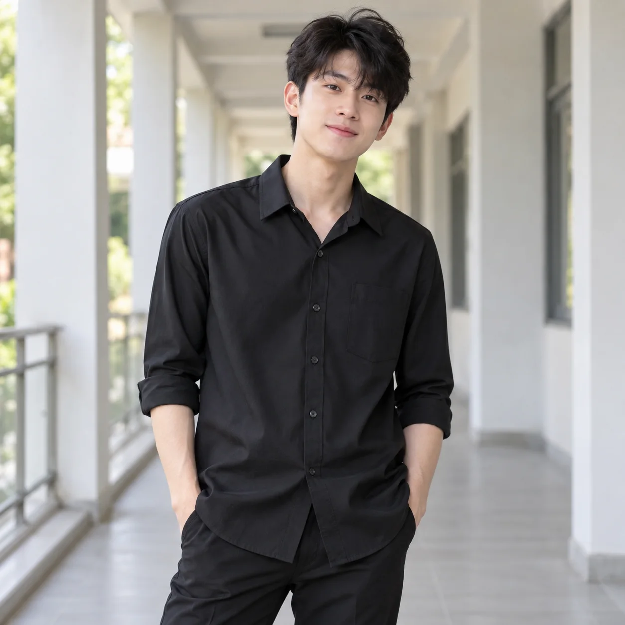 Áo Lớp Sơ Mi Màu Đen Cho Học Sinh – Mẫu 2