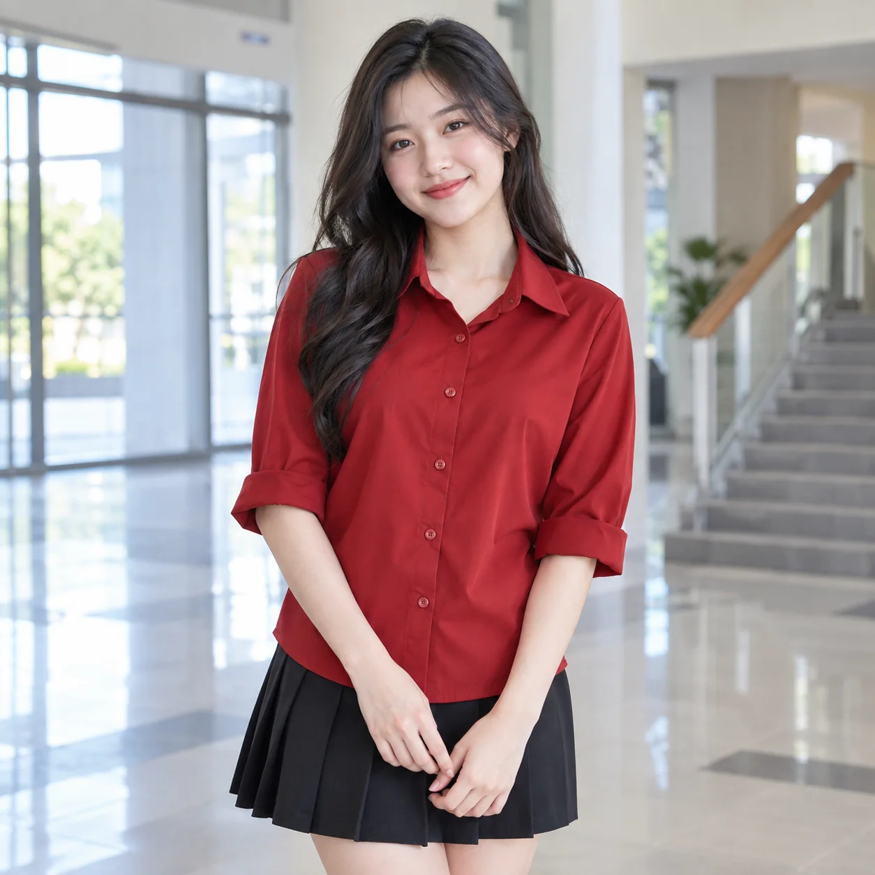 Áo Lớp Sơ Mi Màu Đỏ Cho Học Sinh