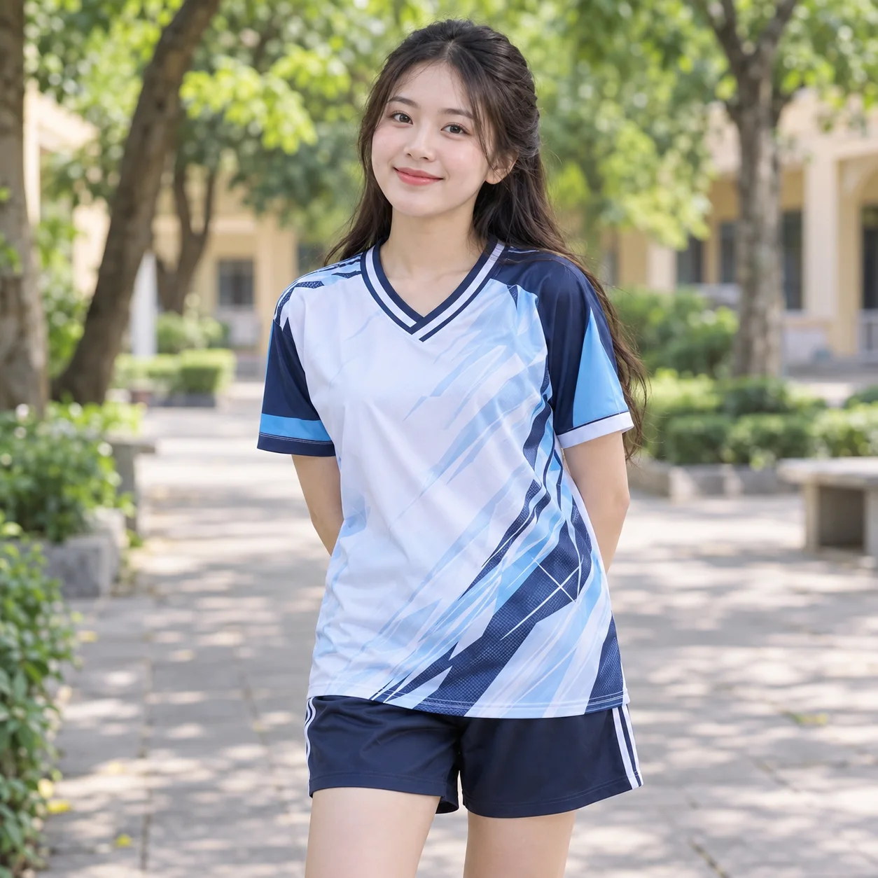 Áo Lớp Thể Thao 3D Cổ V Cho Học Sinh – Mẫu 1