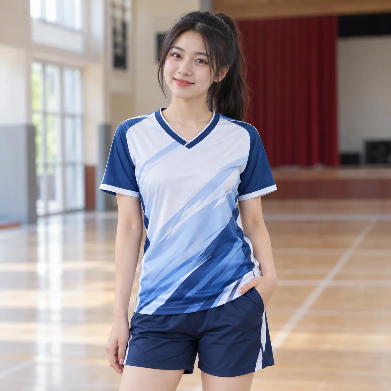 Áo Lớp Thể Thao 3D Cổ V, Phối Màu Cho Học Sinh – Mẫu 1