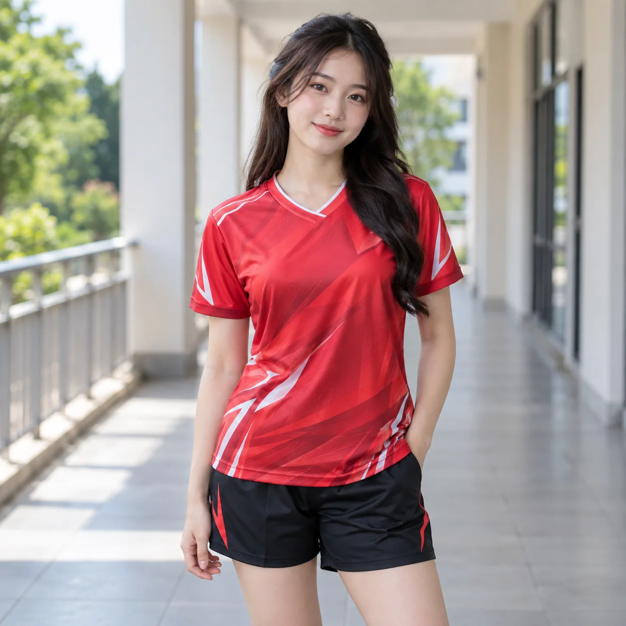 Áo Lớp Thể Thao 3D Màu Đỏ Cho Học Sinh