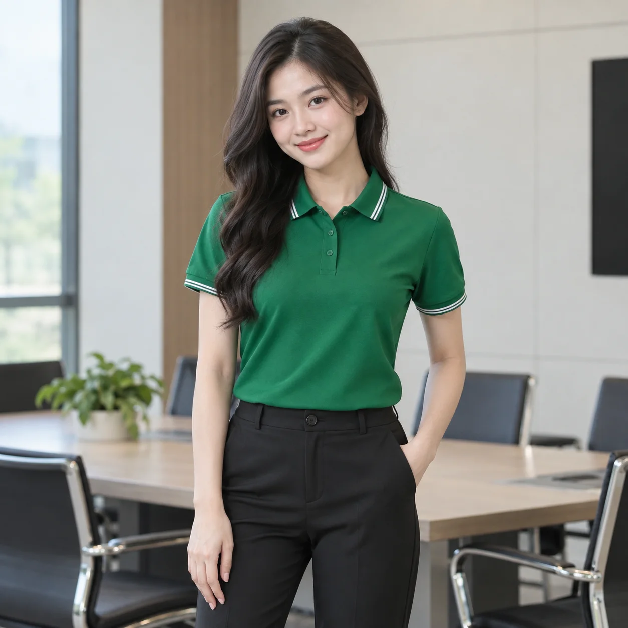 Áo Polo Đồng Phục Công Ty Màu Xanh Lá, Phối Cổ Cho Nhân Viên