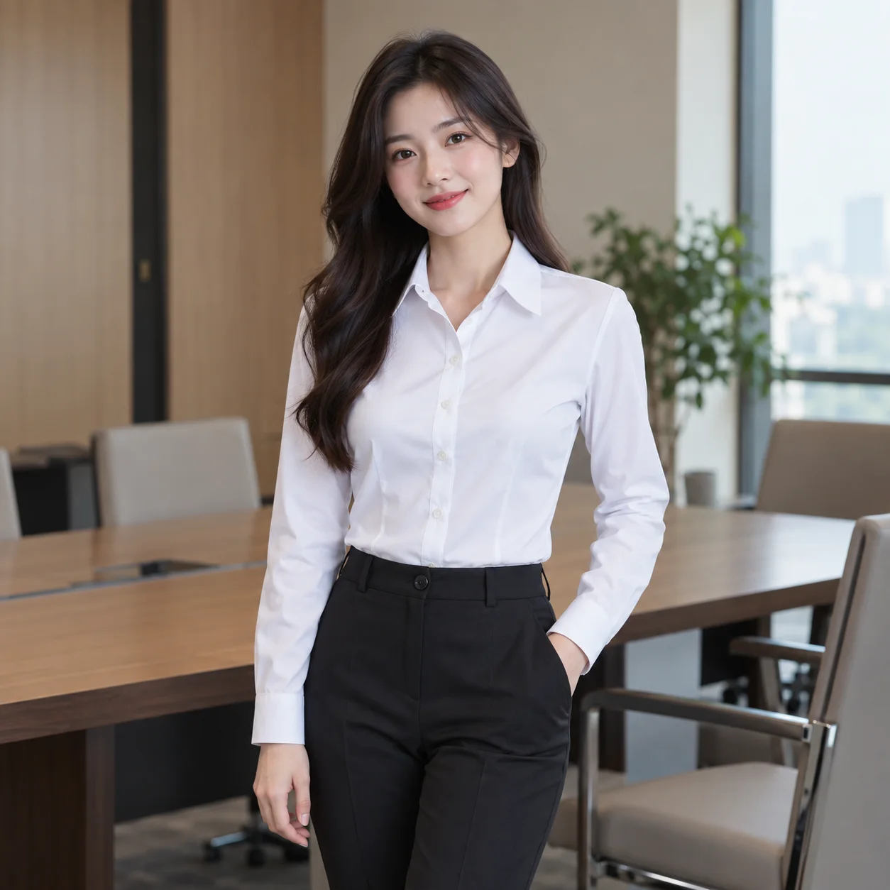 Áo Sơ Mi Đồng Phục Công Sở Tay Dài Cho Nhân Viên – Mẫu 3