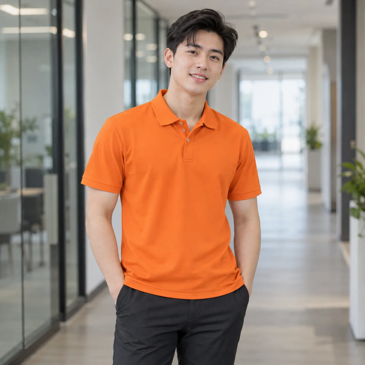 Áo Thun Đồng Phục Công Ty Màu Cam Cho Nhân Viên