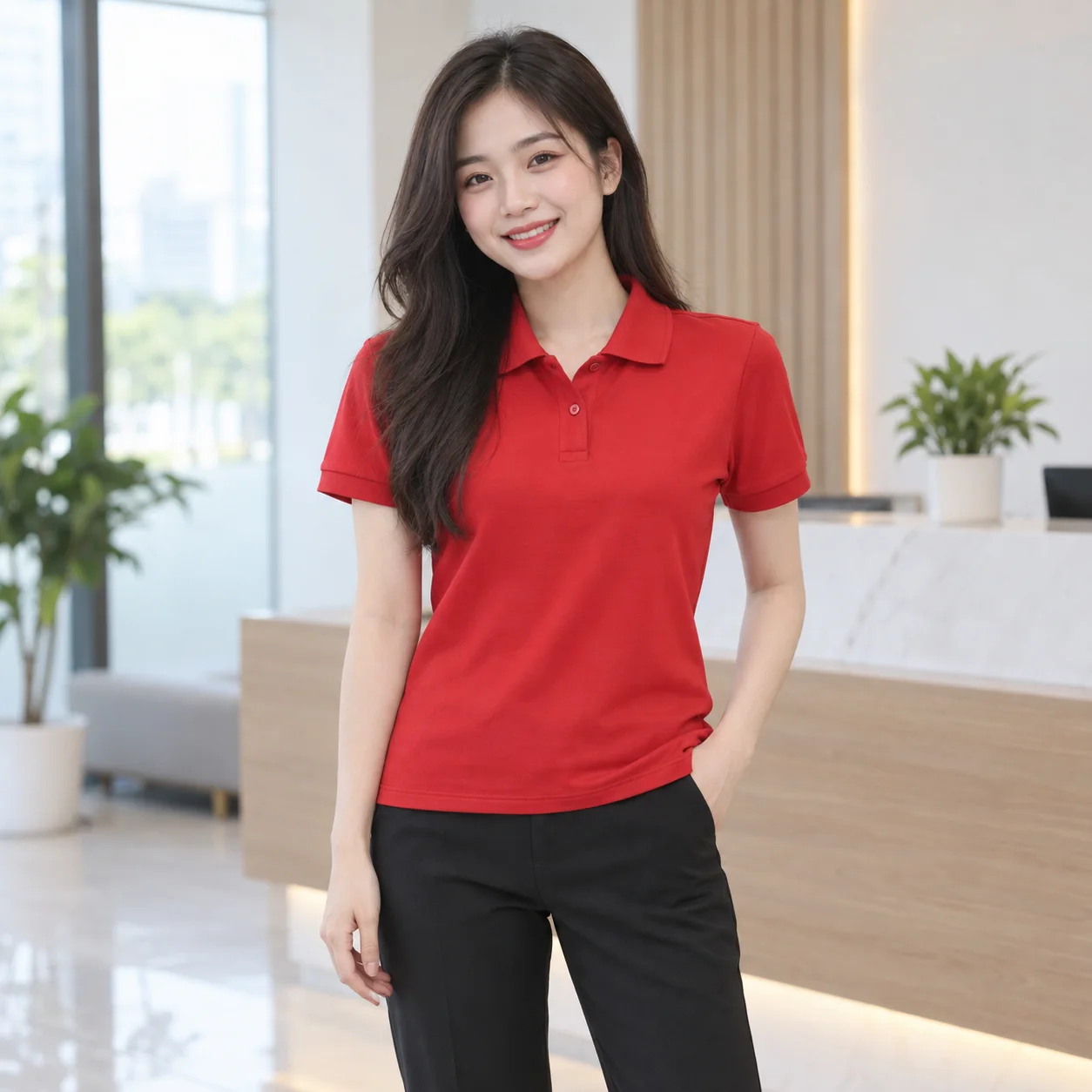 Áo Thun Đồng Phục Công Ty Màu Đỏ Cho Nhân Viên