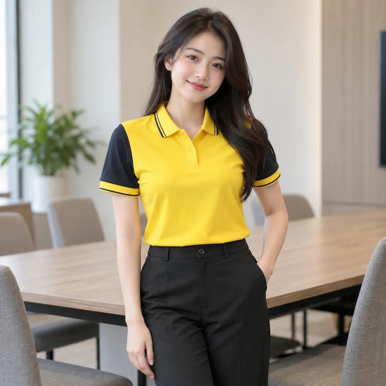 Áo Thun Đồng Phục Công Ty Màu Vàng, Phối Tay Cho Nhân Viên