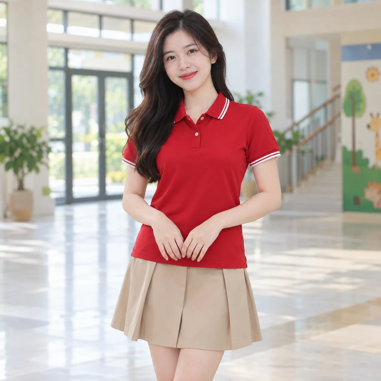 Đồng Phục Mầm Non Màu Đỏ Cho Trường Học – Mẫu 3