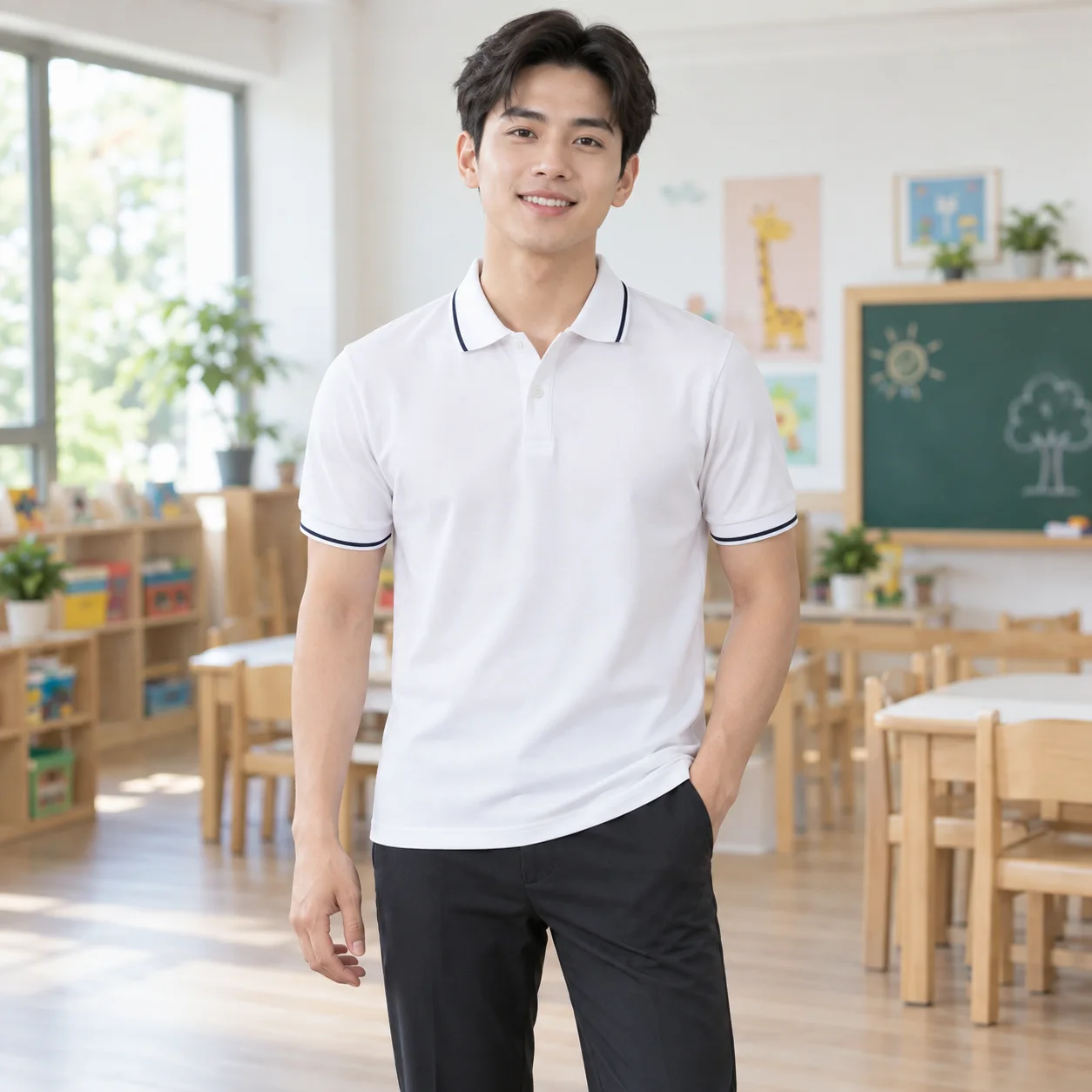 Đồng Phục Mầm Non Màu Trắng Cho Trường Học – Mẫu 1