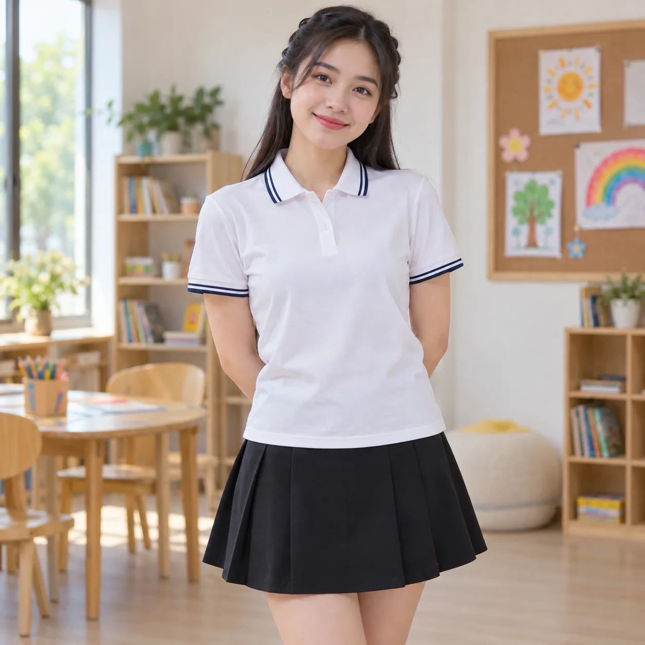Đồng Phục Mầm Non Màu Trắng Cho Trường Học – Mẫu 2