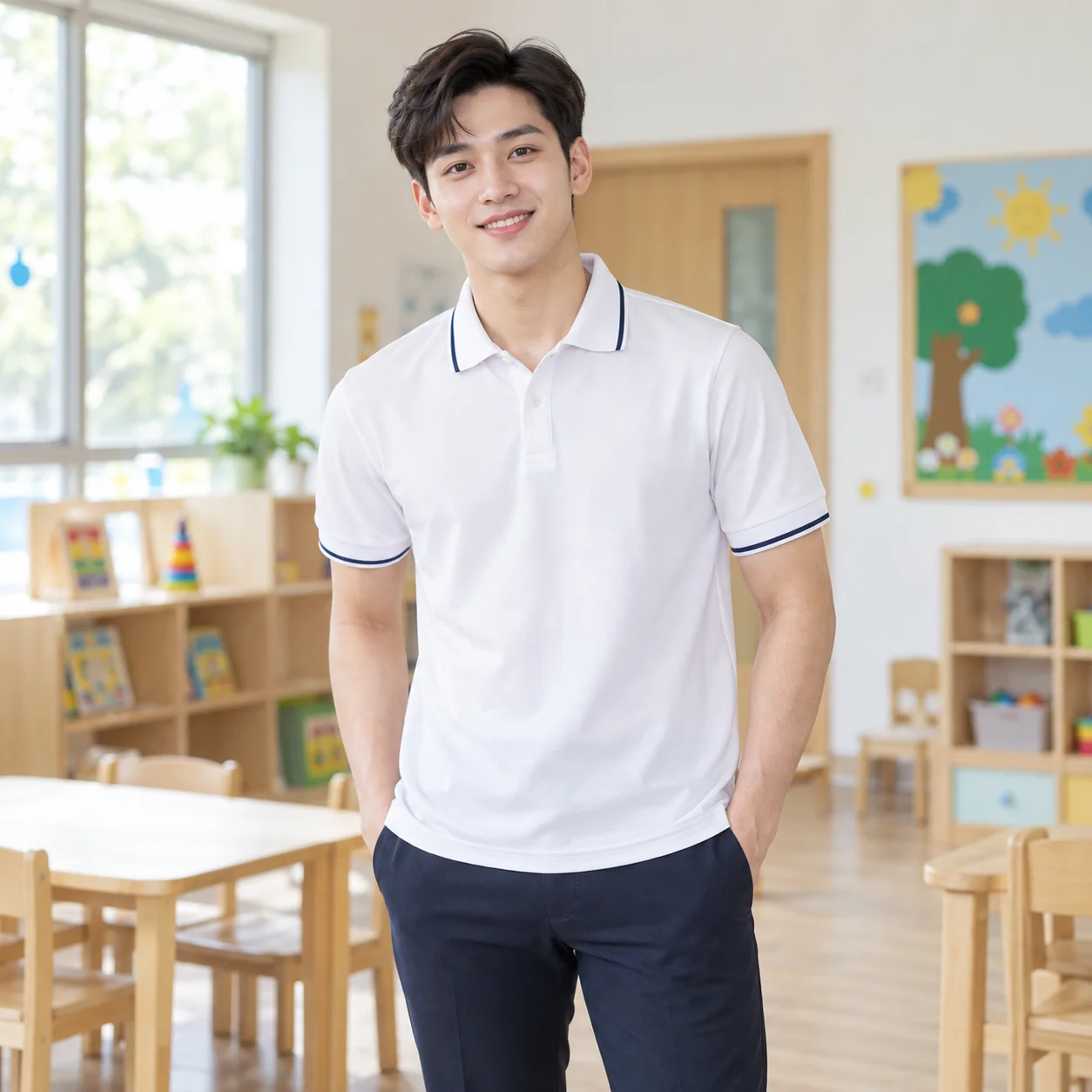 Đồng Phục Mầm Non Màu Trắng Cho Trường Học – Mẫu 5