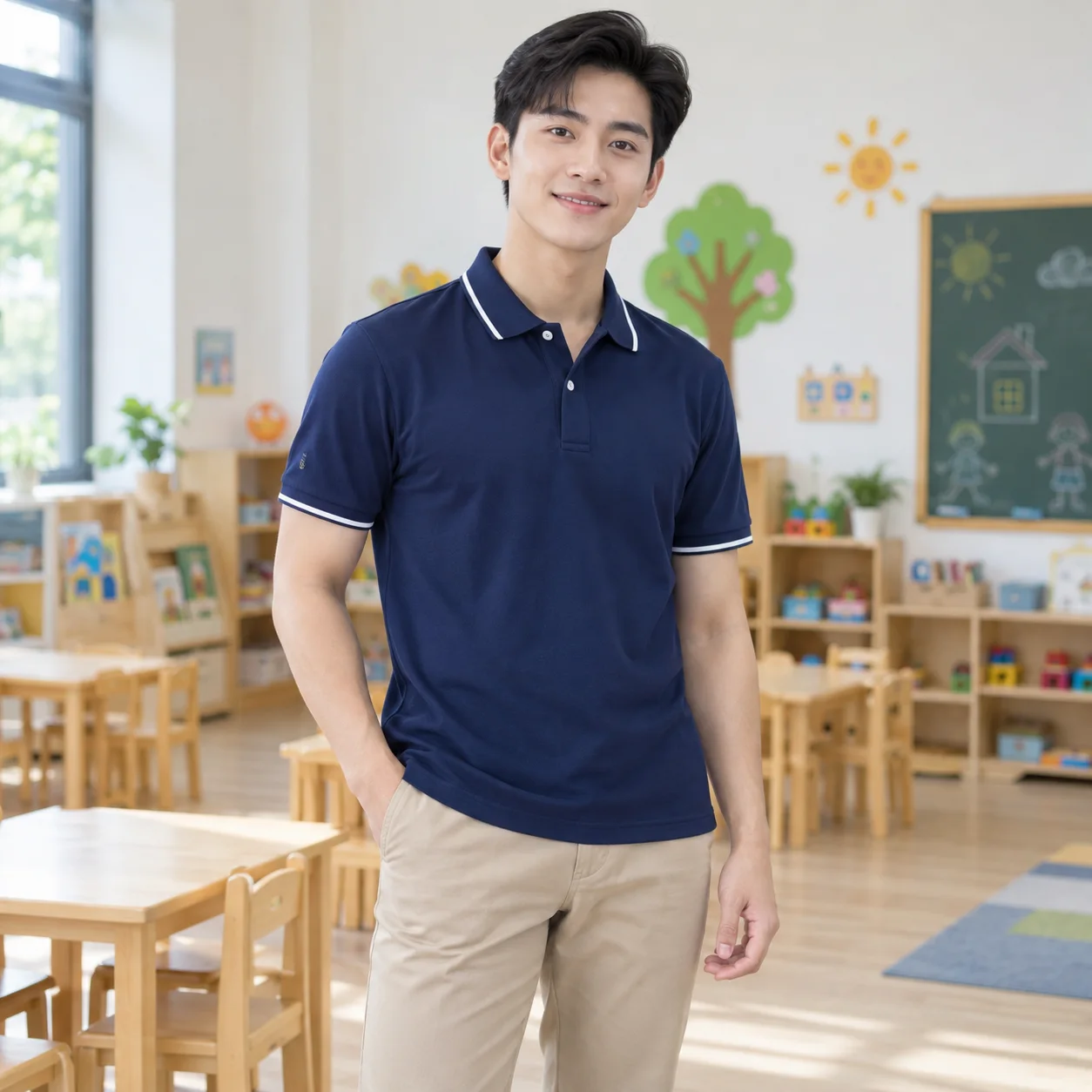Đồng Phục Mầm Non Màu Xanh Than Cho Trường Học – Mẫu 4