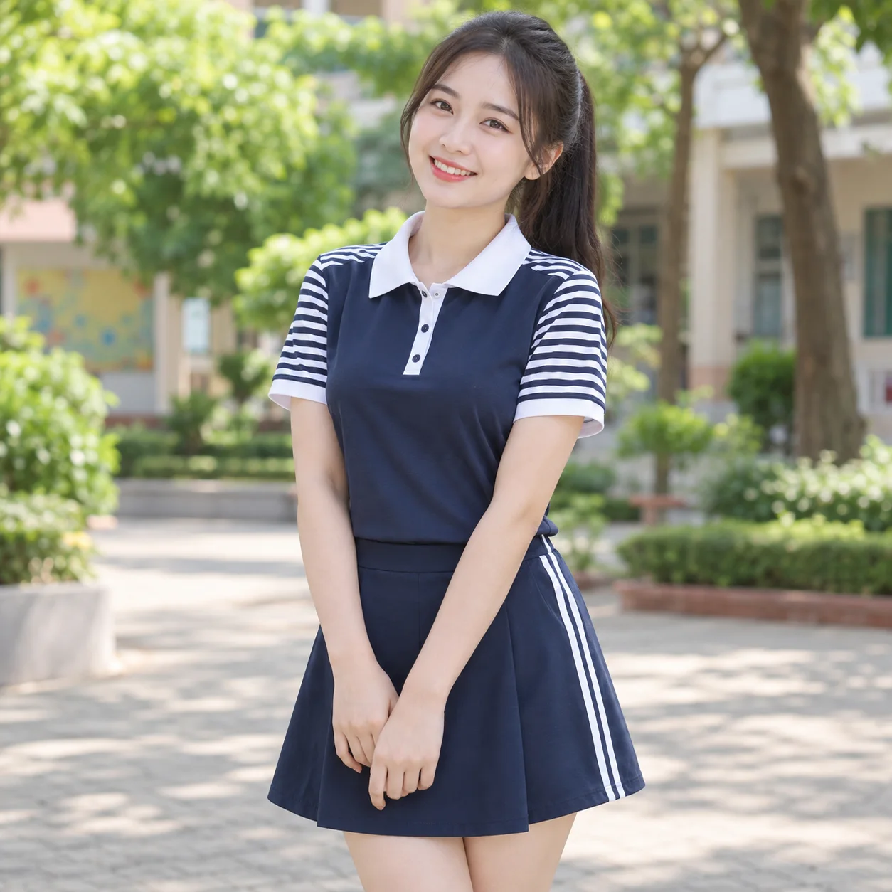 Đồng Phục Mầm Non Phối Sọc Cho Trường Học – Mẫu 2