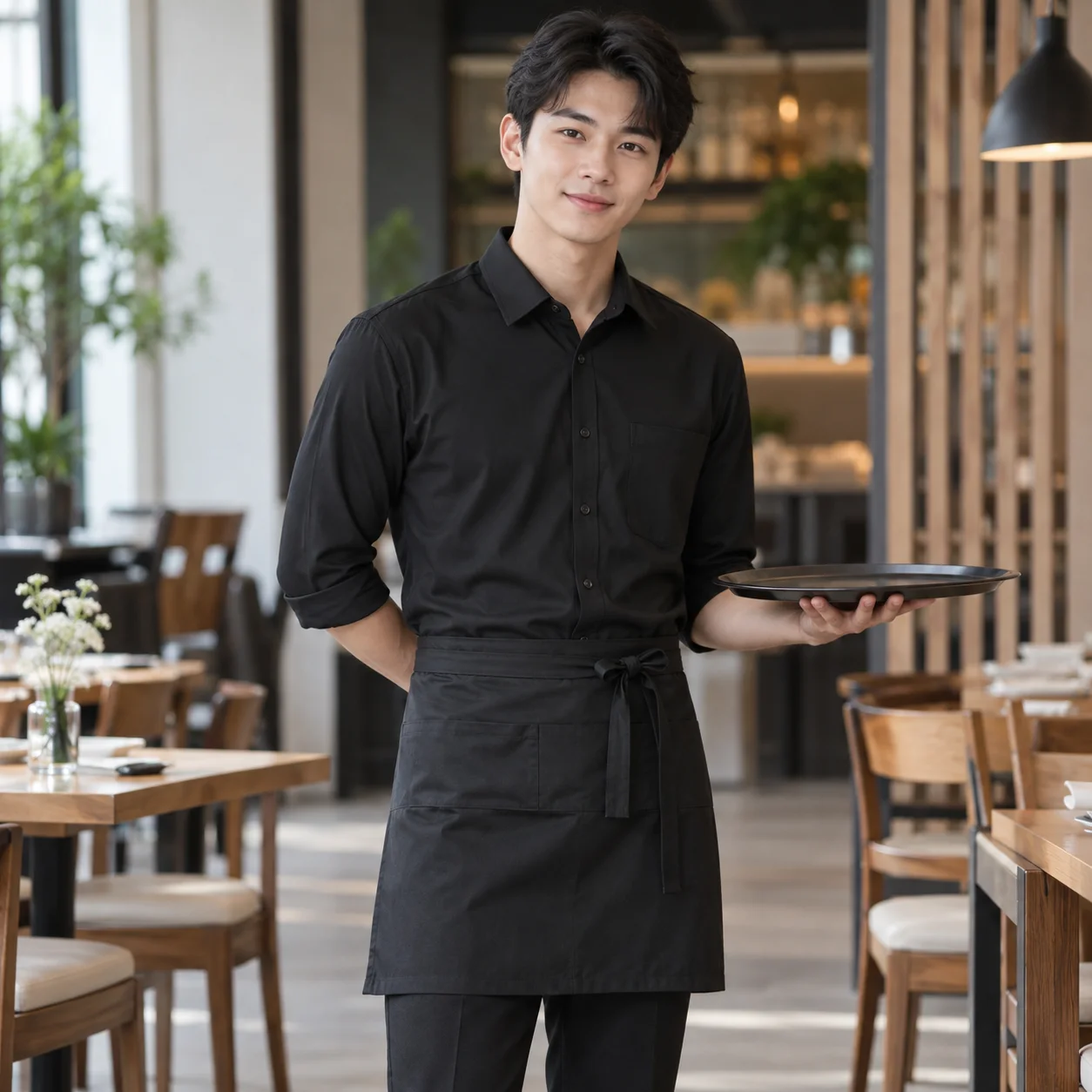 Đồng Phục Nhà Hàng Màu Đen Cho Nhân Viên Phục Vụ – Mẫu 1