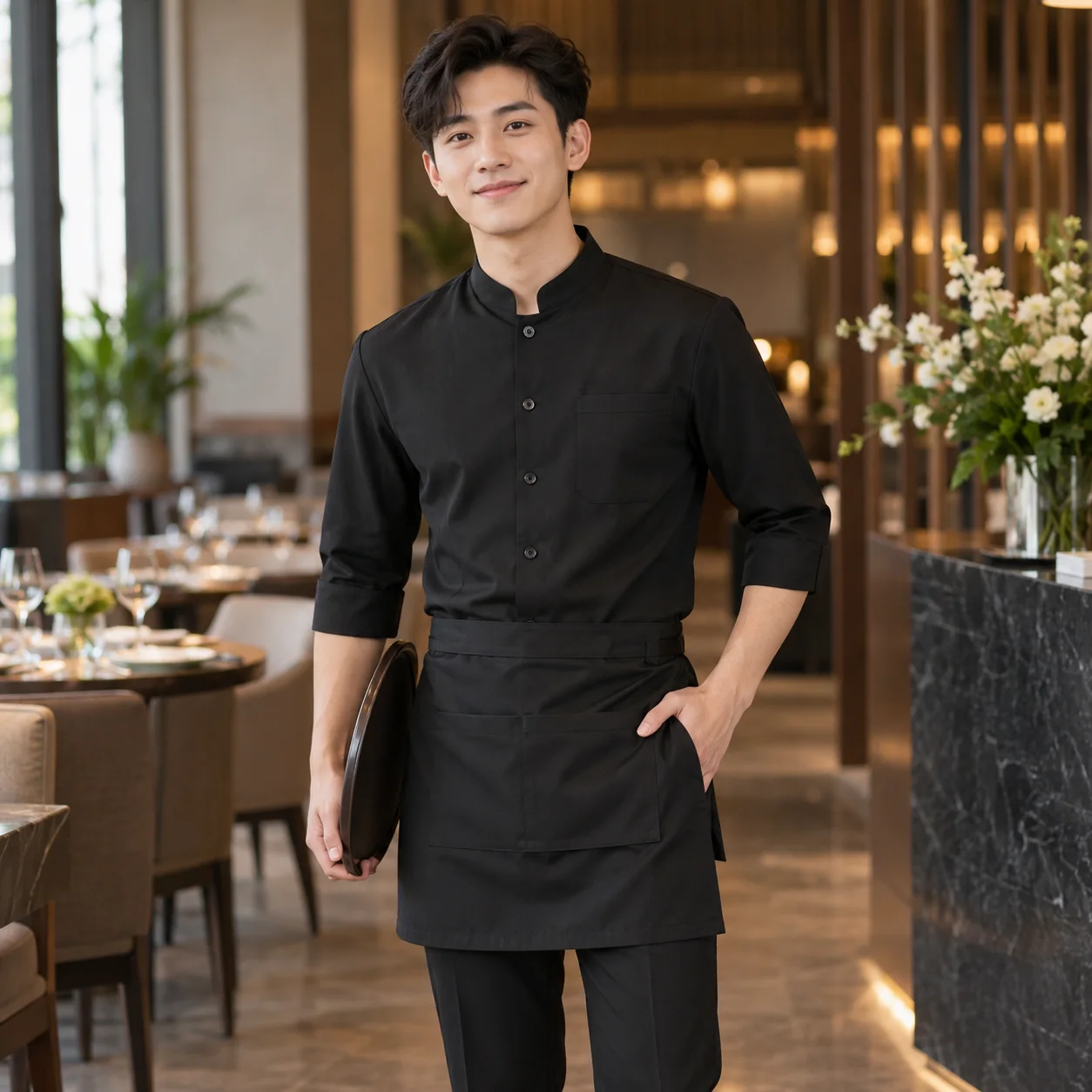 Đồng Phục Nhà Hàng Màu Đen Cho Nhân Viên Phục Vụ – Mẫu 2