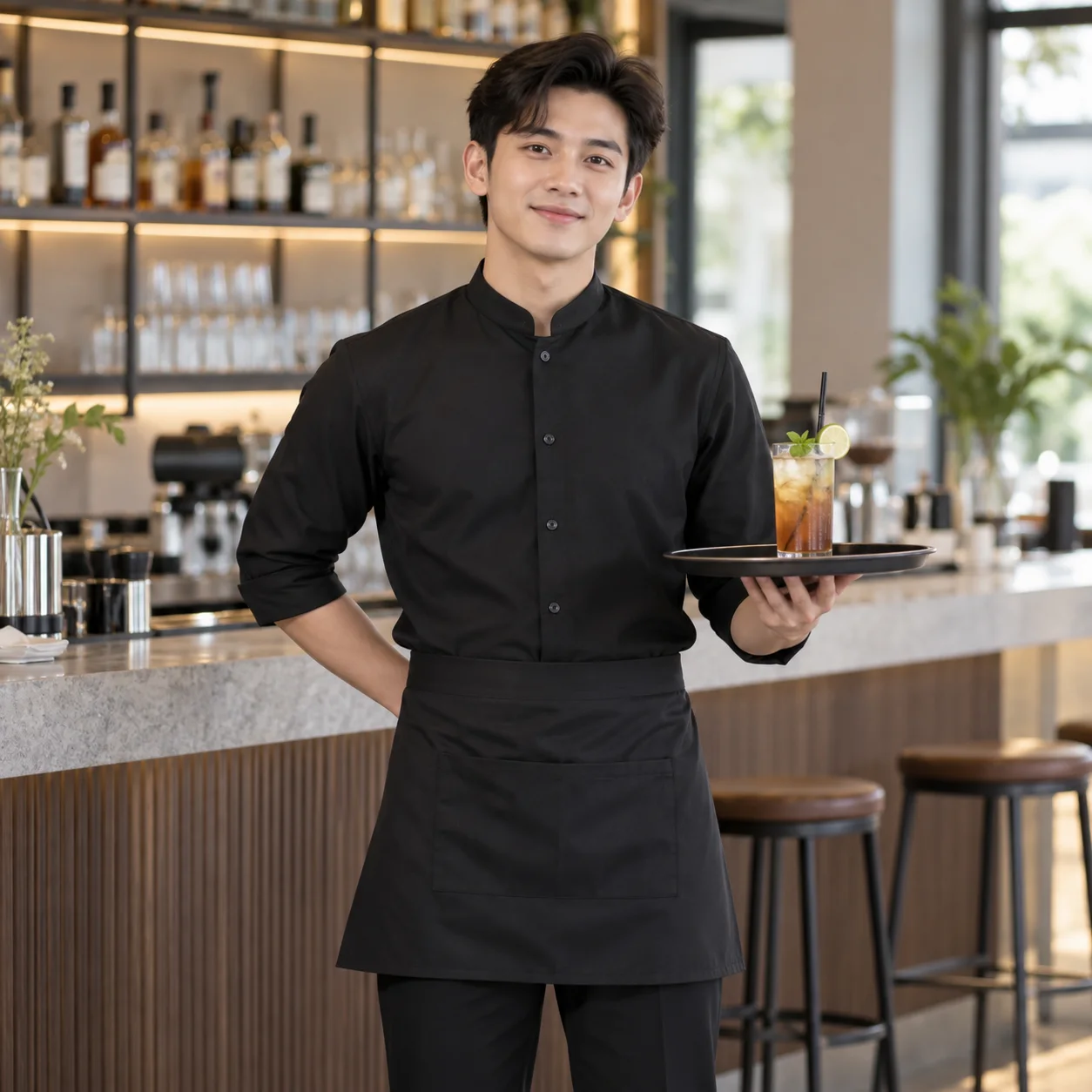 Đồng Phục Nhà Hàng Màu Đen Cho Nhân Viên Phục Vụ – Mẫu 3