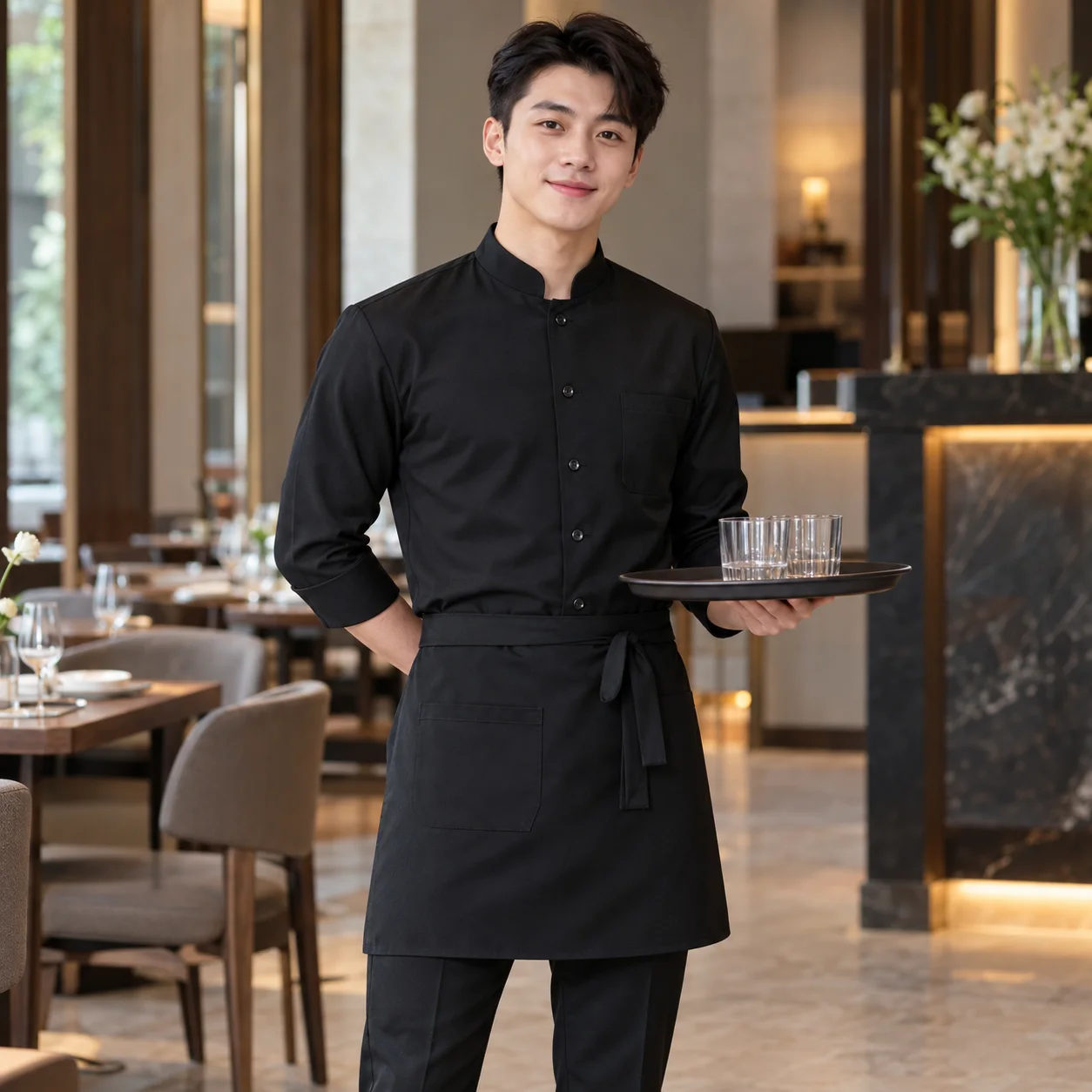 Đồng Phục Nhà Hàng Màu Đen Cho Nhân Viên Phục Vụ – Mẫu 4