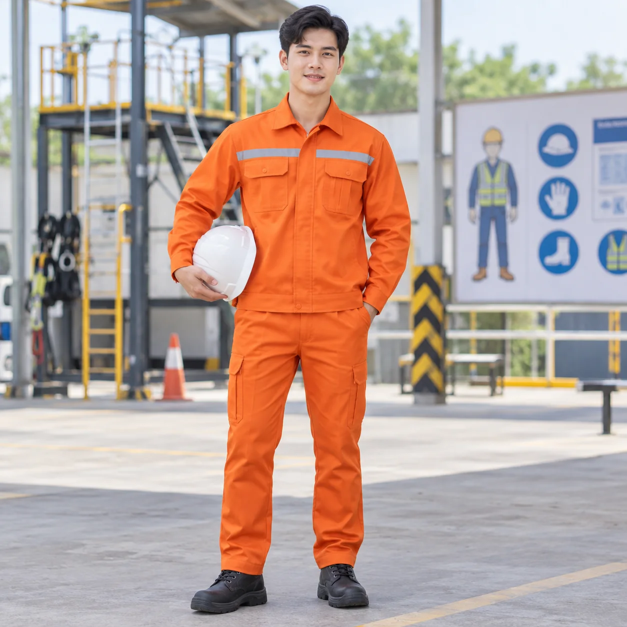 Quần Áo Bảo Hộ Lao Động Màu Cam Cho Công Nhân – Mẫu 2