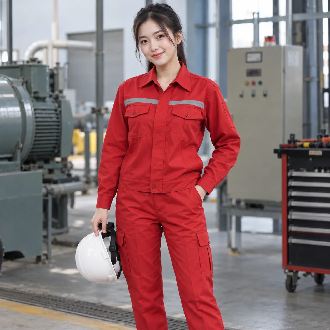 Quần Áo Bảo Hộ Lao Động Màu Đỏ Cho Công Nhân – Mẫu 2