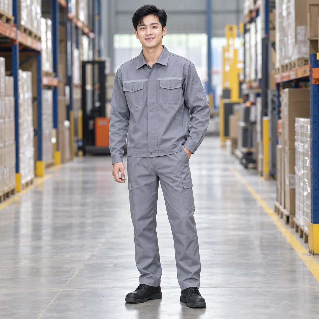 Quần Áo Bảo Hộ Lao Động Màu Xám Cho Công Nhân – Mẫu 5