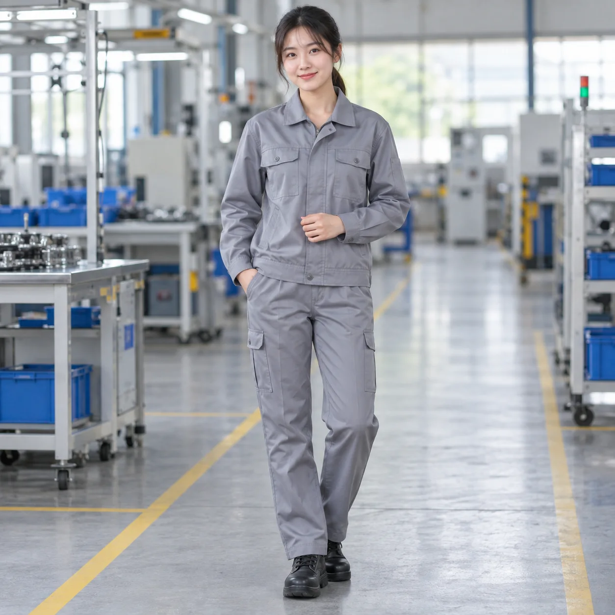 Quần Áo Bảo Hộ Lao Động Màu Xám Cho Công Nhân – Mẫu 7