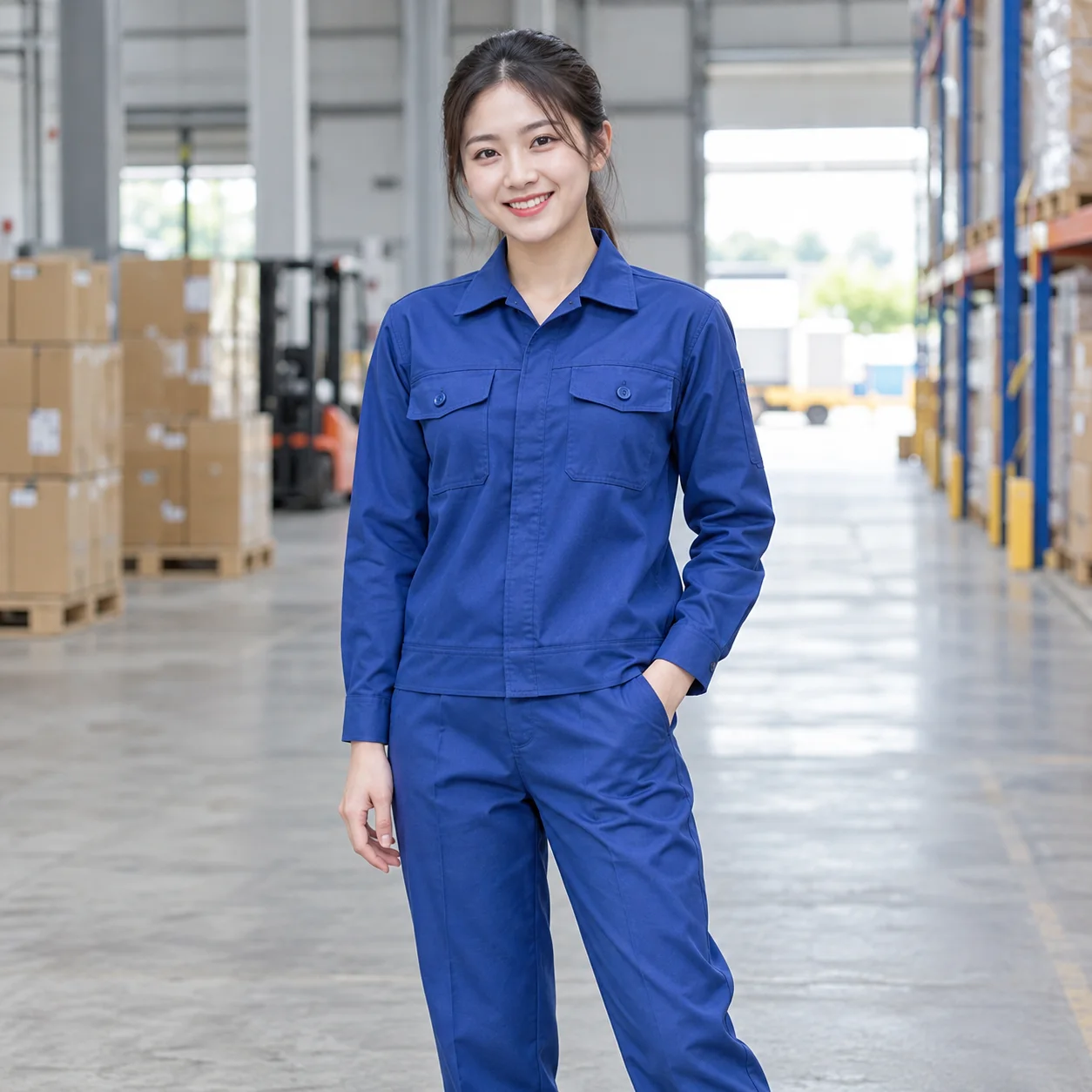 Quần Áo Bảo Hộ Lao Động Màu Xanh Dương Cho Công Nhân – Mẫu 1