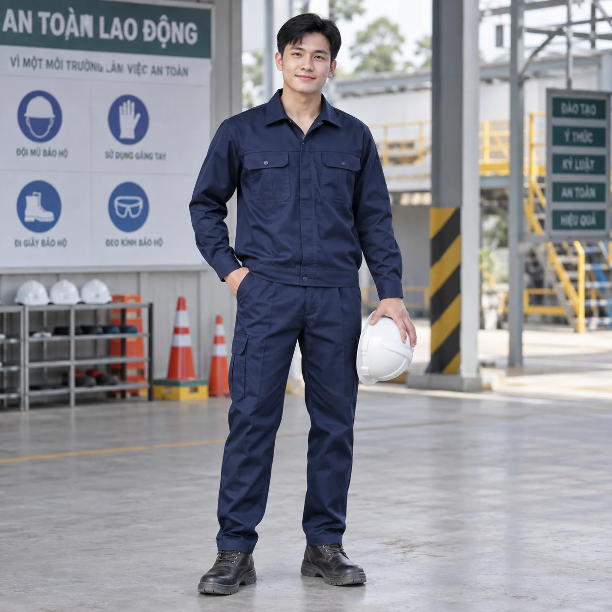 Quần Áo Bảo Hộ Lao Động Màu Xanh Than Cho Công Nhân – Mẫu 1