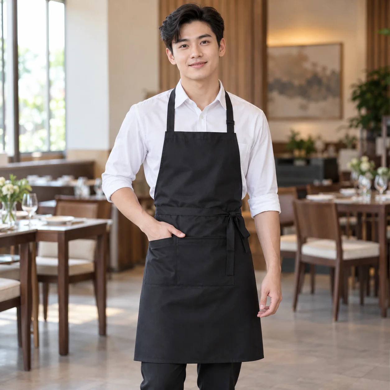 Tạp Dề Đồng Phục Form Gọn Gàng, Mẫu 2 Cho Nhân Viên Phục Vụ