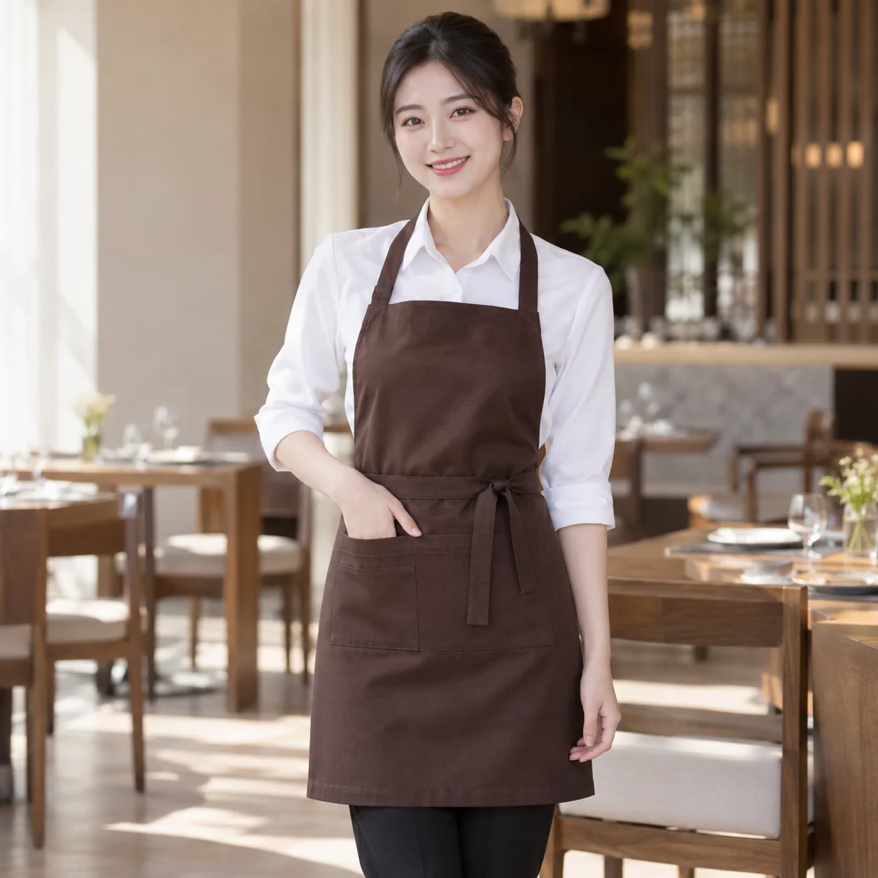 Tạp Dề Đồng Phục Form Gọn Gàng, Mẫu 6 Cho Nhân Viên Phục Vụ